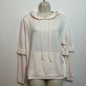 LC Lauren Conrad Pink Sz Small -- ruffle hoodie shirt feminine with pocket